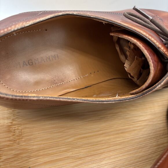 Magnanni Merrion Burnished Cognac Leather Derby Dress Shoes Size 12M Spain - Picture 13 of 14